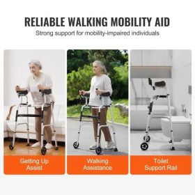 2-in-1 Folding Walker with Armrest Pads & 5” Wheels – Height Adjustable Mobility Support for Seniors 2-in-1 Folding Walker with Armrest Pads & 5” Wheels – Height Adjustable Mobility Support for Seniors